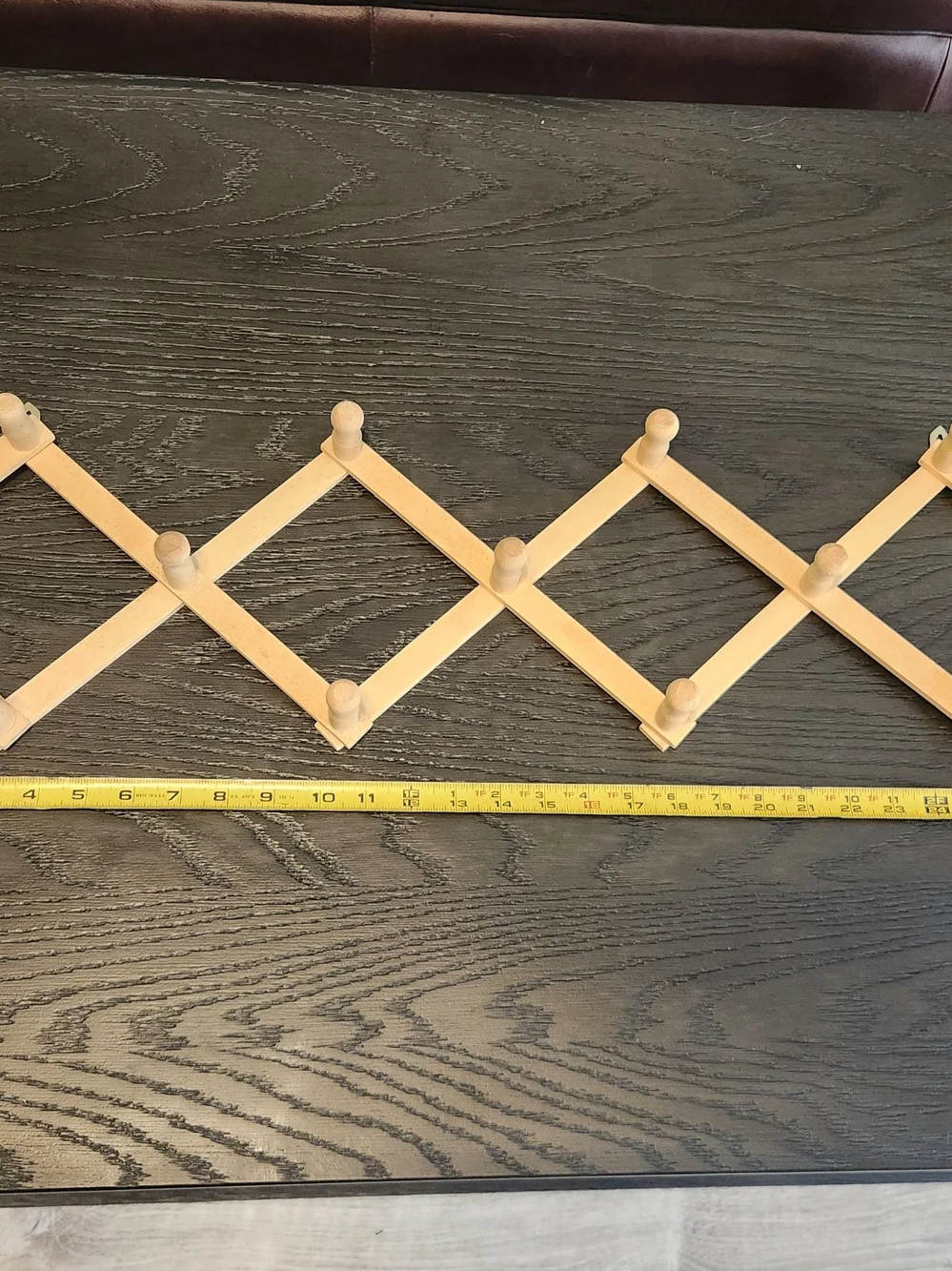 Wooden Expandable Accordion Rack - Natural Wood Color W/ 13 Pegs